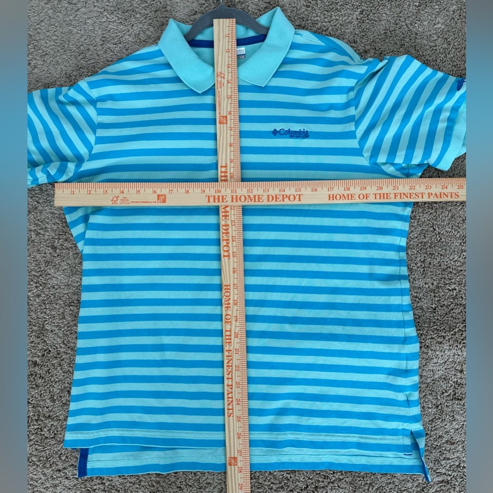 Columbia PFG Mens Striped Super Bonefish Pique Polo. Size Large. Blue/Teal.‎ - Picture 6 of 10